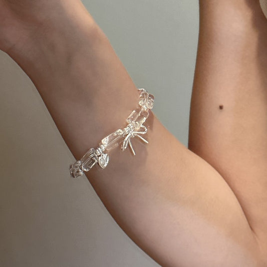 925 sterling silver fashion bow Love white crystal bracelet