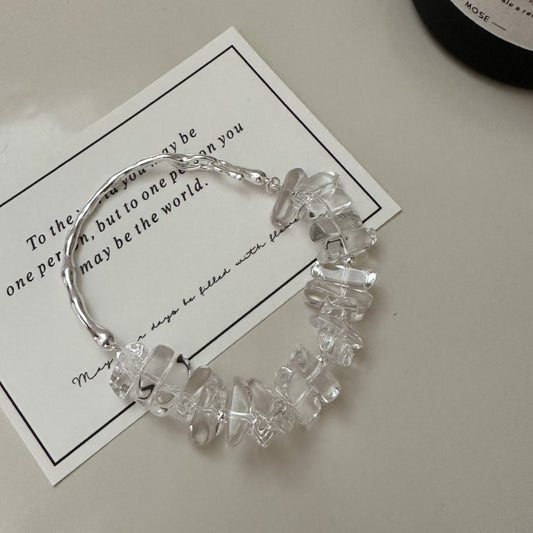 925 sterling silver simple design sense of white crystal bracelet