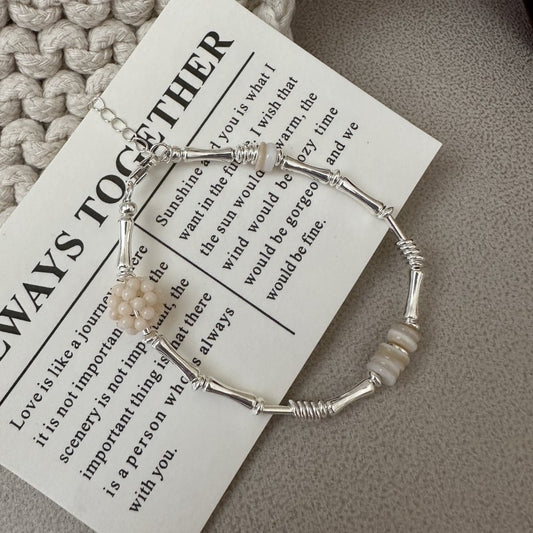 925 sterling silver simple fritillion bead bead bracelet