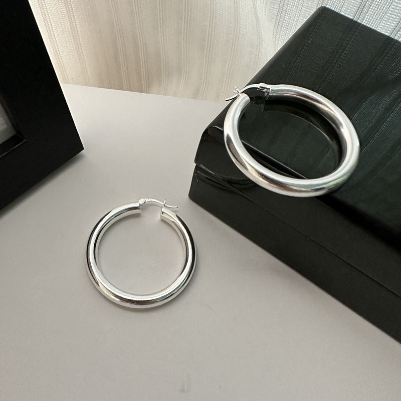 925 Sterling Silver Simple Fashion Hoop Earrings