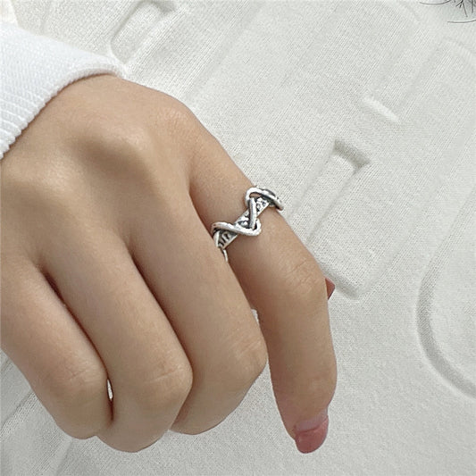 925 sterling silver fashion Water Wave textured ring