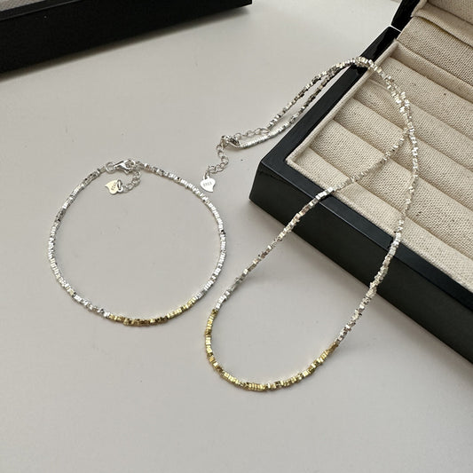 925 Sterling Silver Two Tone Necklace