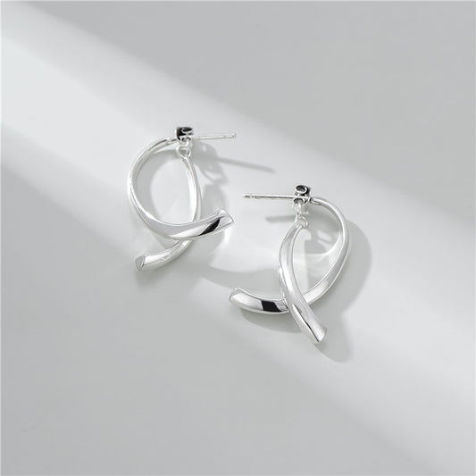 925 sterling silver stylish curved line earring