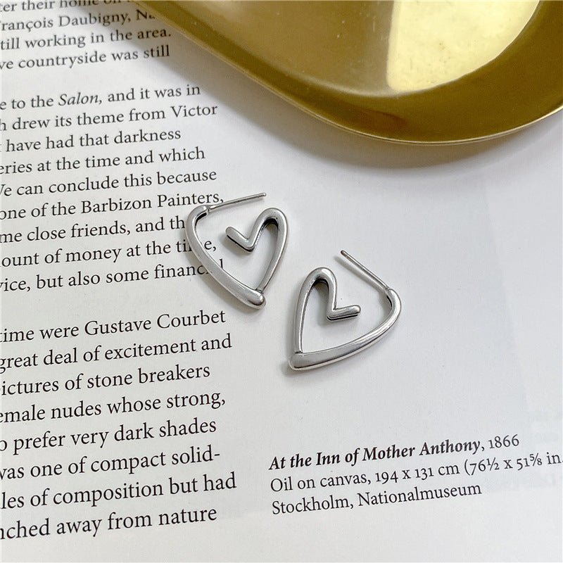 925 sterling silver fashion simple heart-shaped earring