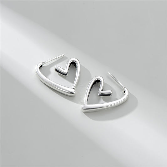 925 sterling silver fashion simple heart-shaped earring