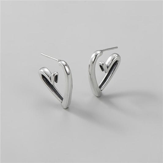 925 sterling silver fashion simple heart-shaped earring