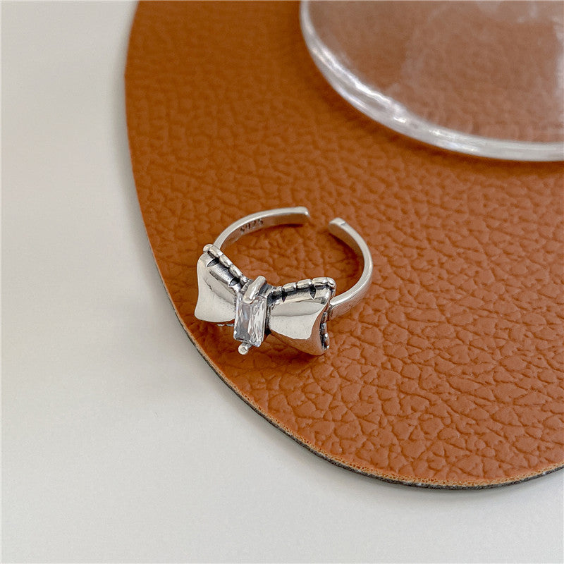 925 sterling silver fashion candy bow Zircon ring