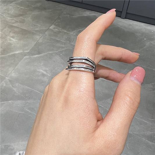 925 sterling silver fashion simple multi-layer ring