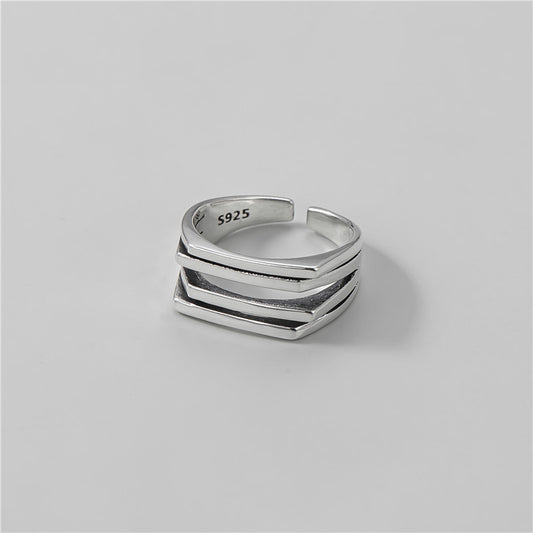 925 sterling silver fashion simple multi-layer ring