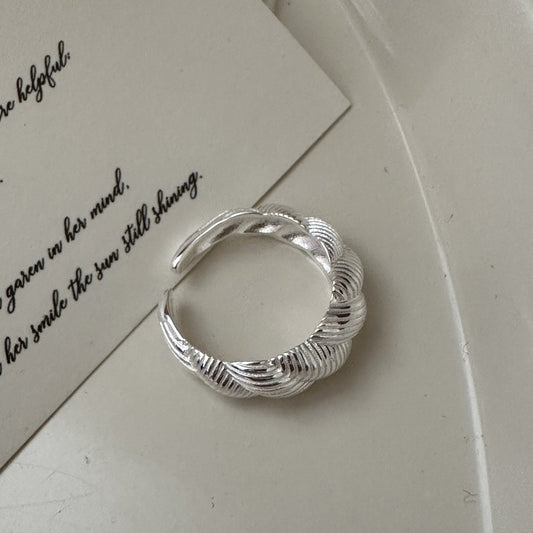 925 sterling silver fashion textured croissant ring