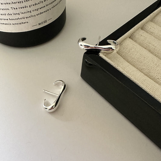925 Sterling Silver E Shape Earring Studs