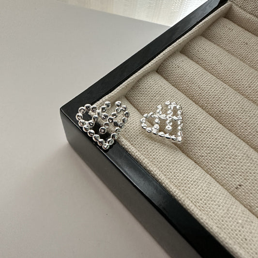 925 Sterling Silver Heart Shape Earring Studs