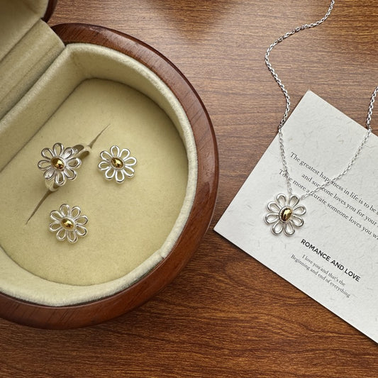 925 sterling silver small flower contrast earring