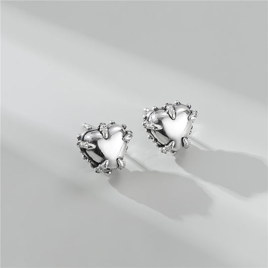 925 Sterling silver fashion simple thorn love glossy earring