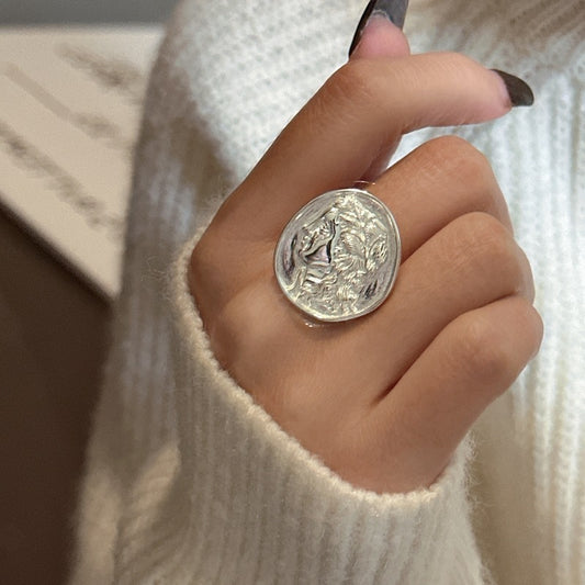 925 sterling silver simple portrait fashion ring