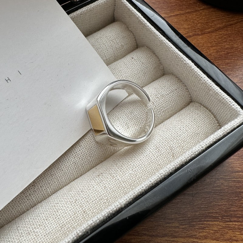 925 sterling silver simple square design ring