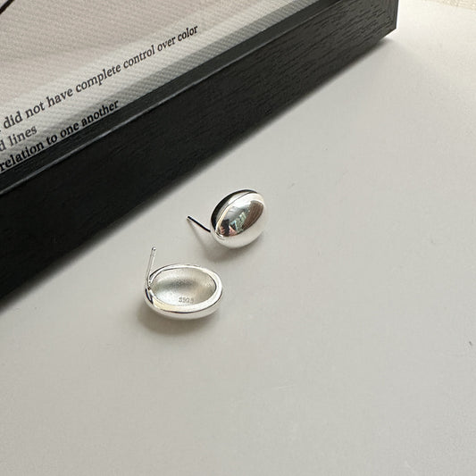 925 Sterling Silver Bean Earring Studs