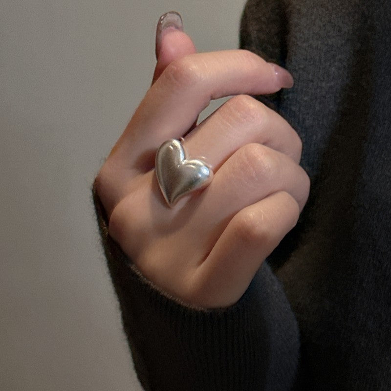 925 sterling silver fashion simple matte texture love ring