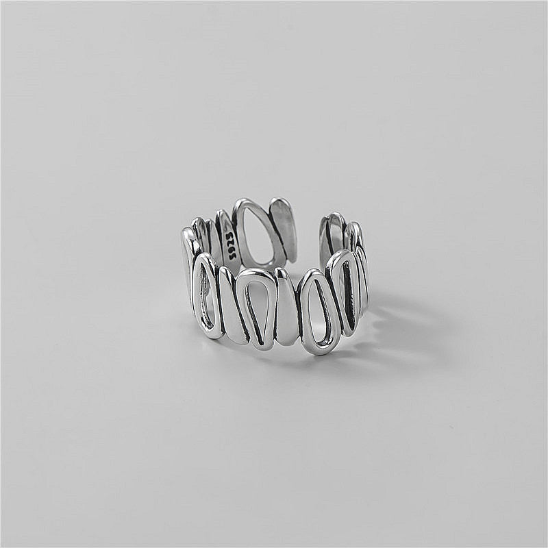 925 sterling silver fashion texture ring with irregular lines