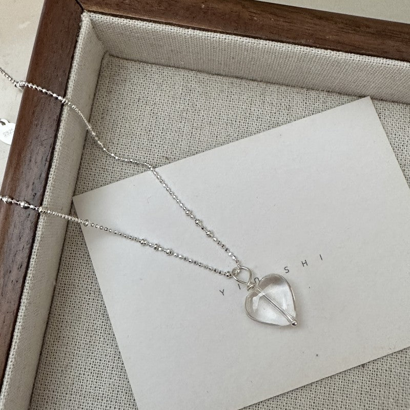 925 sterling silver love white crystal necklace