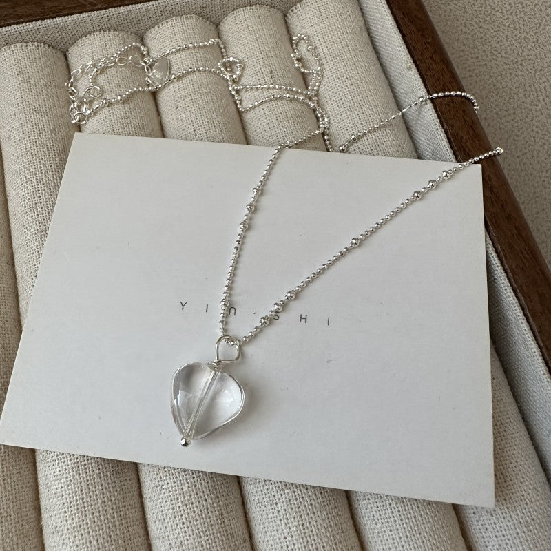 925 sterling silver love white crystal necklace