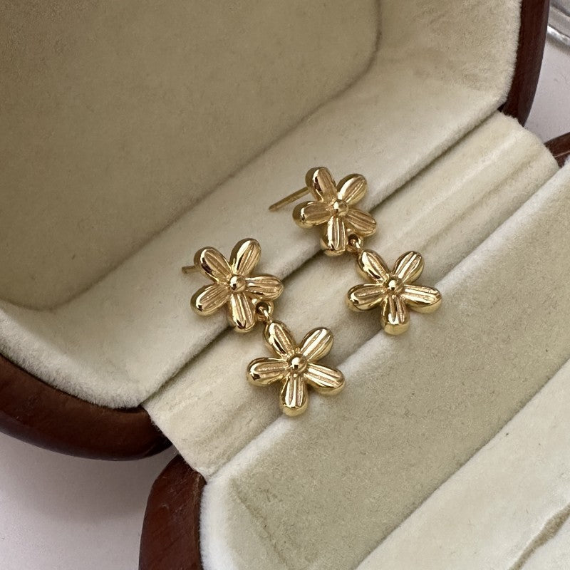 925 sterling silver fashion simple flower earring