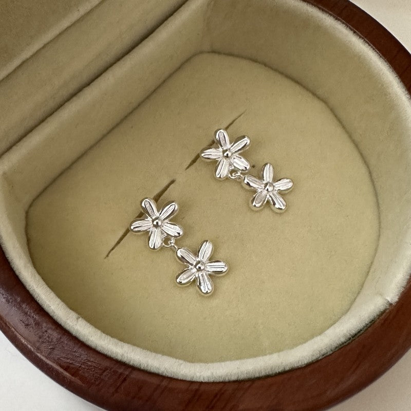 925 sterling silver fashion simple flower earring