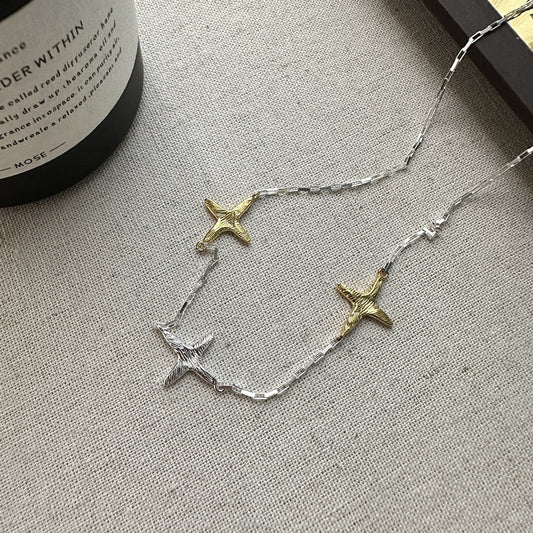 925 sterling silver fashion color separation star necklace