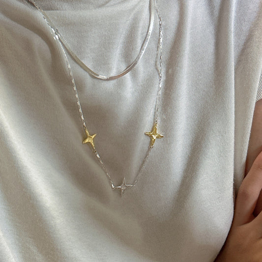 925 sterling silver fashion color separation star necklace