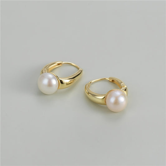 925 sterling silver stylish simple pearl ear buckle