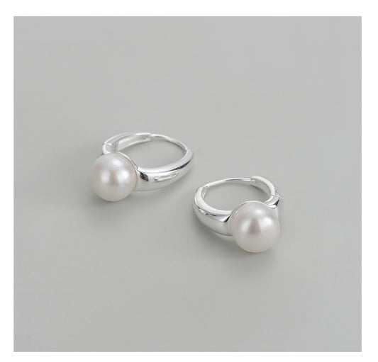 925 sterling silver stylish simple pearl ear buckle