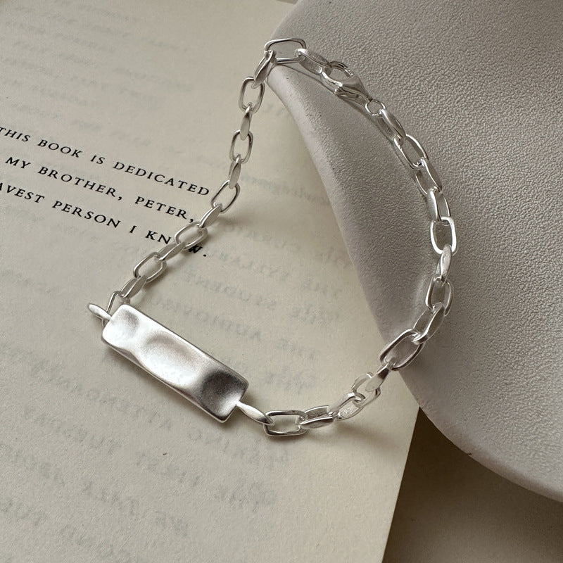 925 sterling silver simple matte texture bracelet