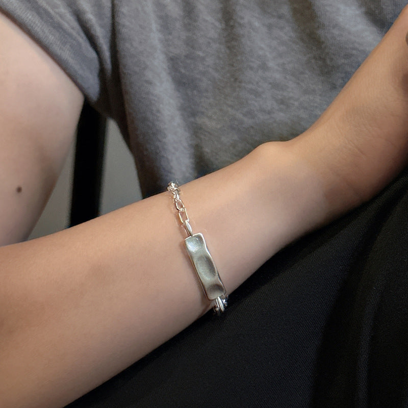 925 sterling silver simple matte texture bracelet