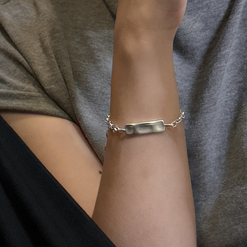 925 sterling silver simple matte texture bracelet