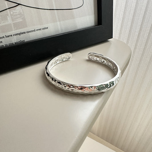 925 Sterling Silver Hammered Bracelet Bangle