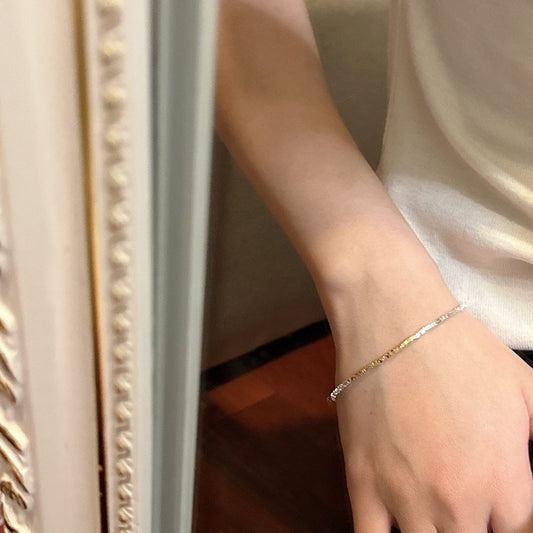 925 Sterling Silver Two Tone Bracelet Bangle