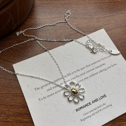 925 sterling silver fashion small flower necklace