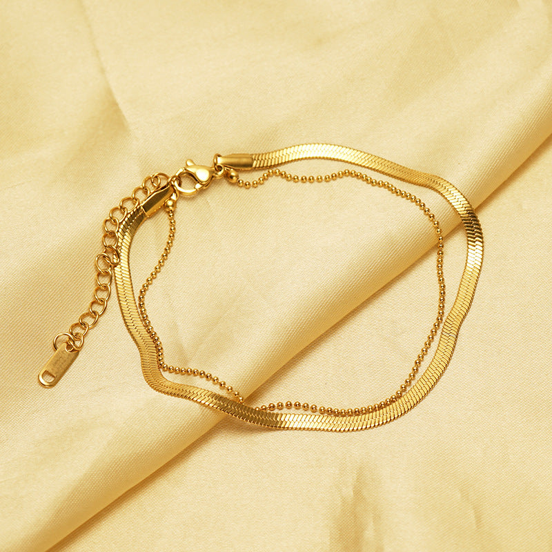 Fashion simple snake bone chain double bracelet