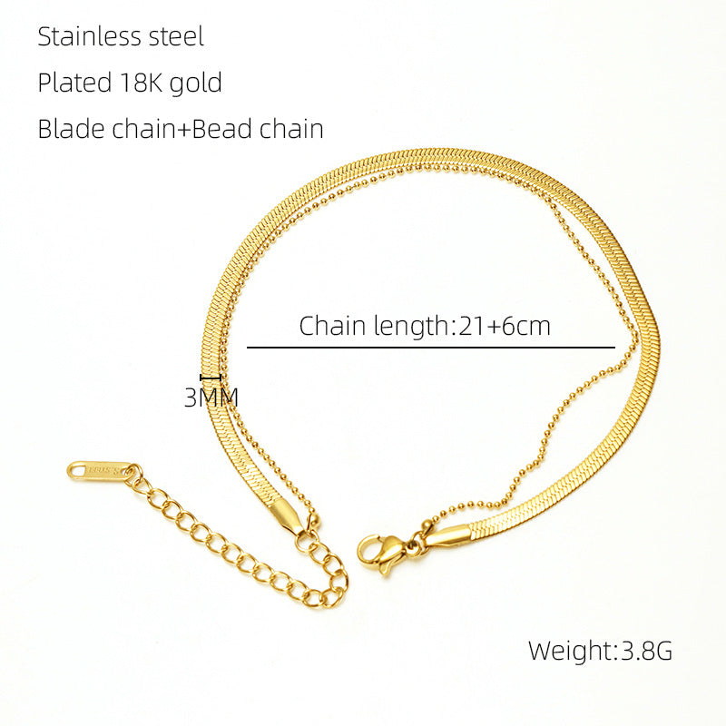 Fashion simple snake bone chain double bracelet