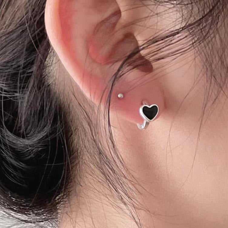 925 Sterling Silver Heart Hoop Earrings