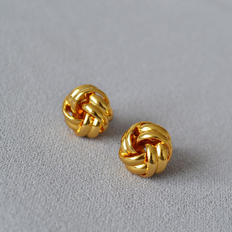 Brass Twisted Earrings Studs