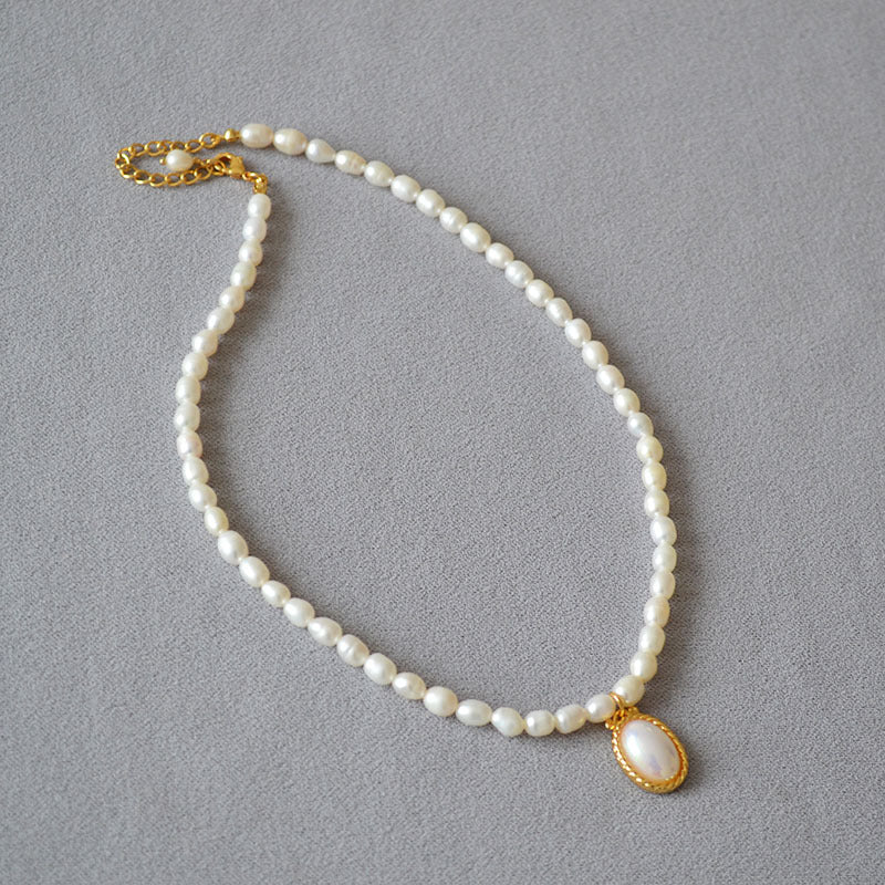 Brass Freshwater Pearl Necklace