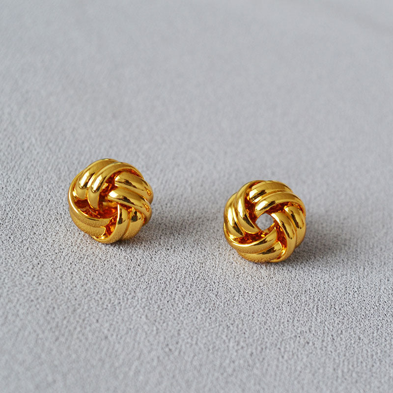 Brass Twisted Earrings Studs