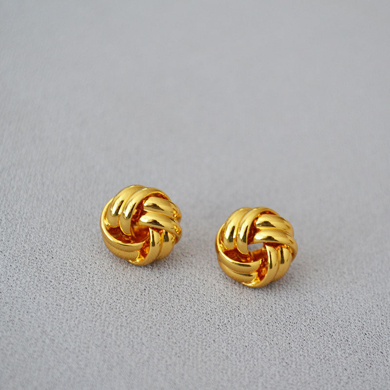 Brass Twisted Earrings Studs