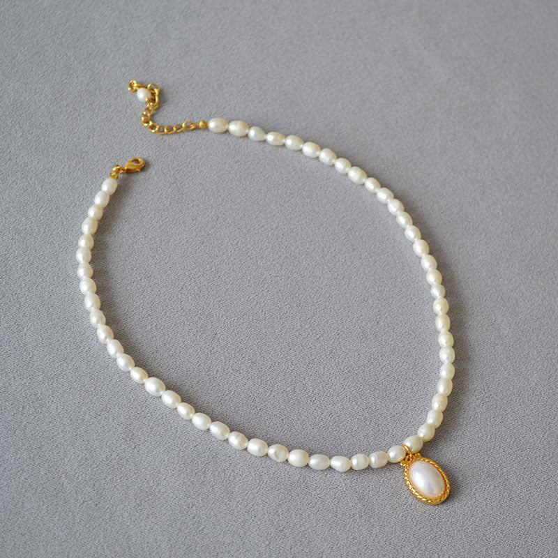 Brass Freshwater Pearl Necklace