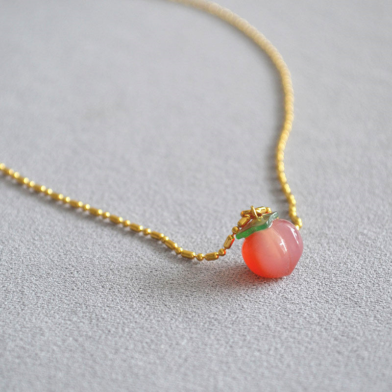 Brass Peach Shaped Necklace