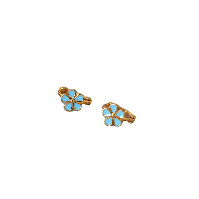 Brass Flower Enamel Earrings