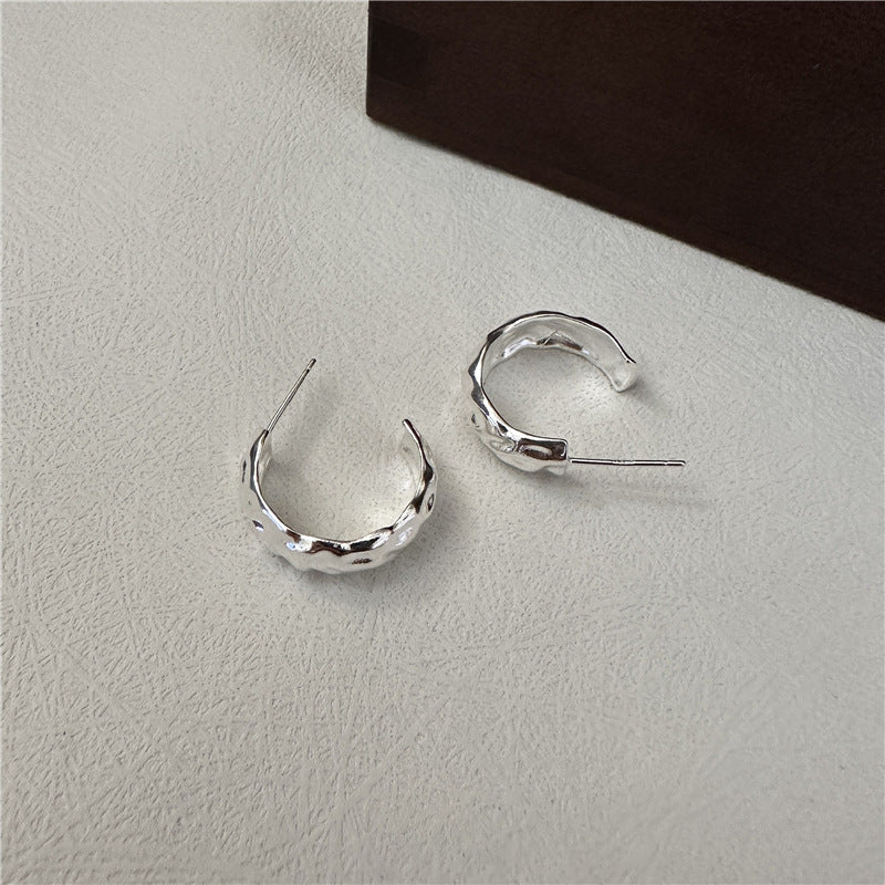 925 Sterling Silver Chic Hammered Earrings