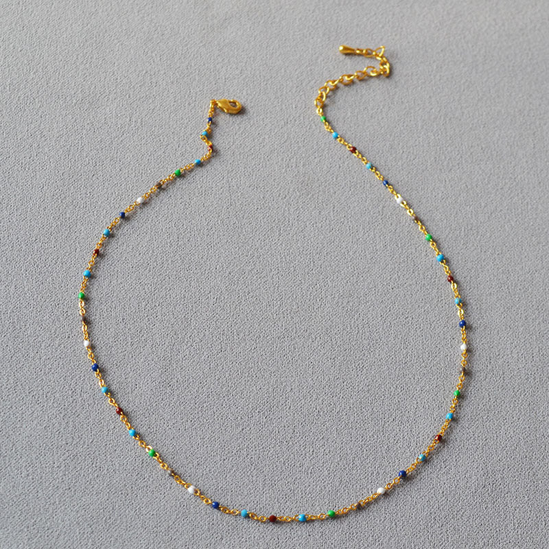 Fashion Brass Necklace With Colorful Beads