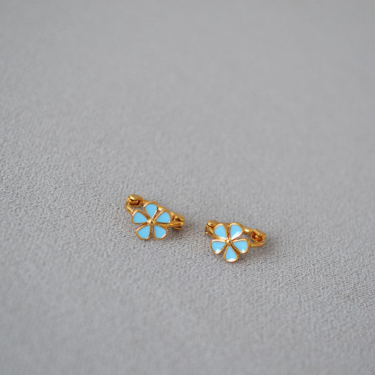Brass Flower Enamel Earrings